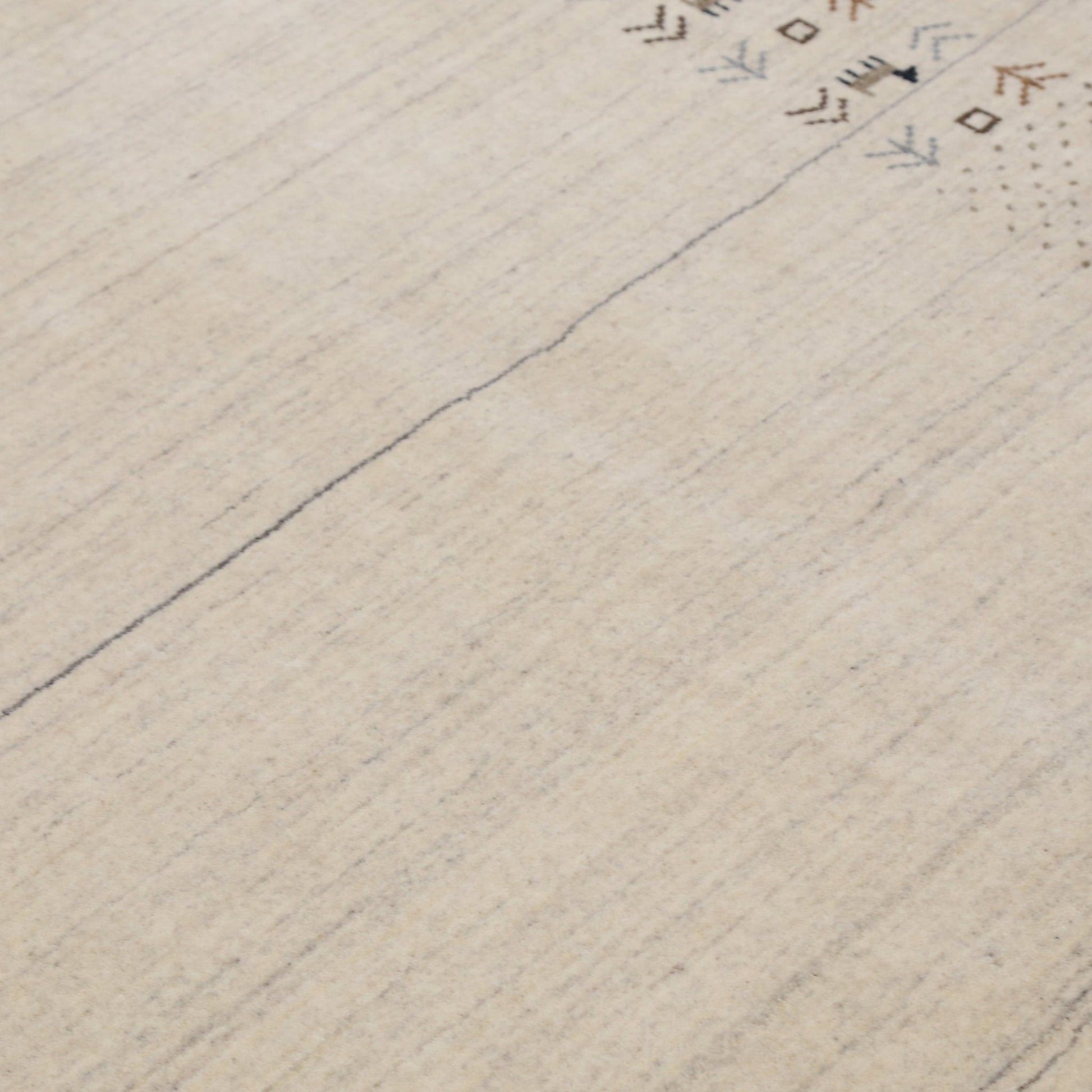 Beige Contemporary Solid Border Design Hand Loomed Wool Area Rug.