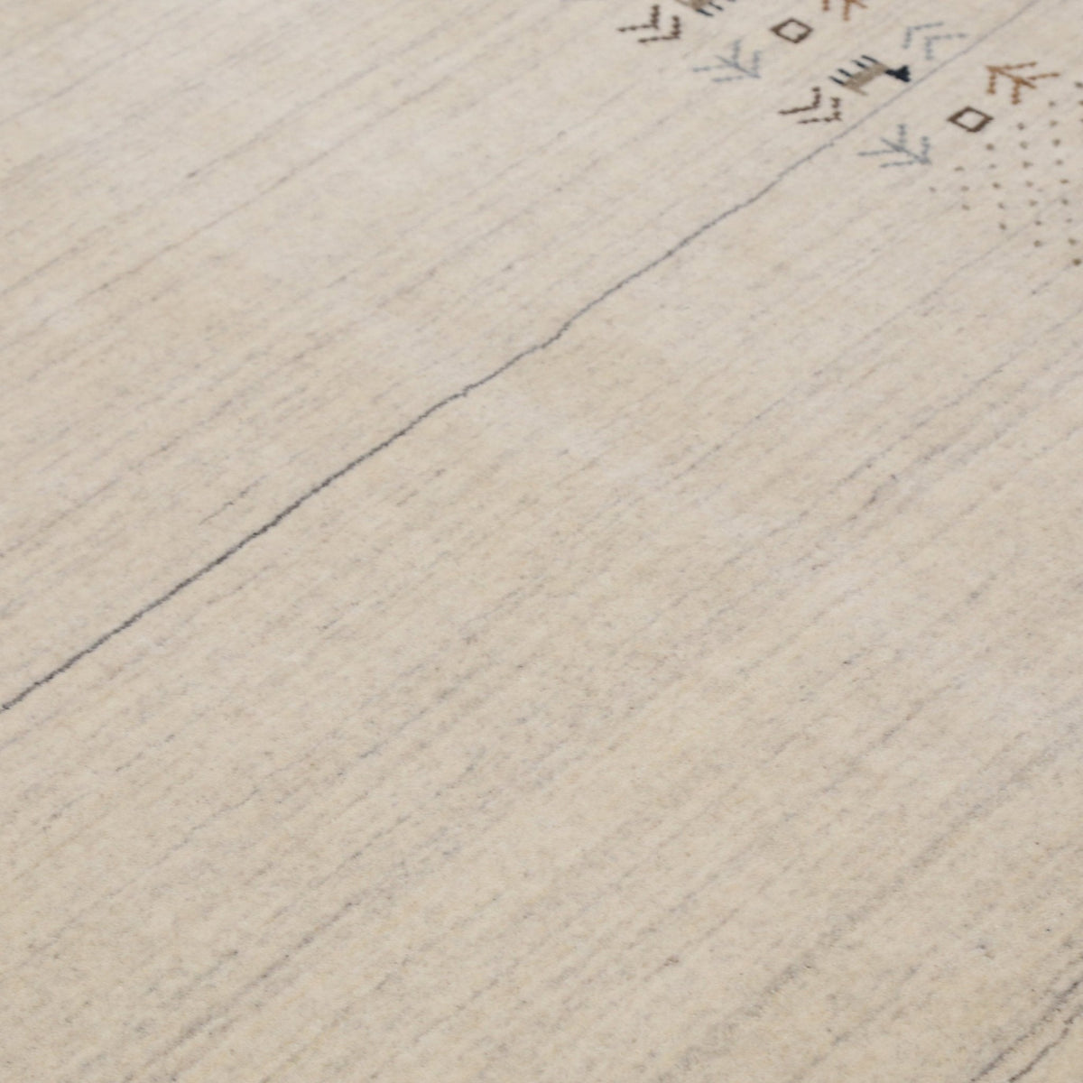 Beige Contemporary Solid Border Design Hand Loomed Wool Area Rug.
