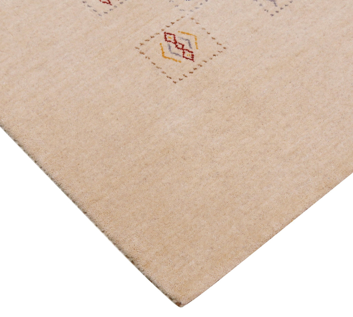Beige Contemporary Tribal Design Hand Loomed Wool Rug.