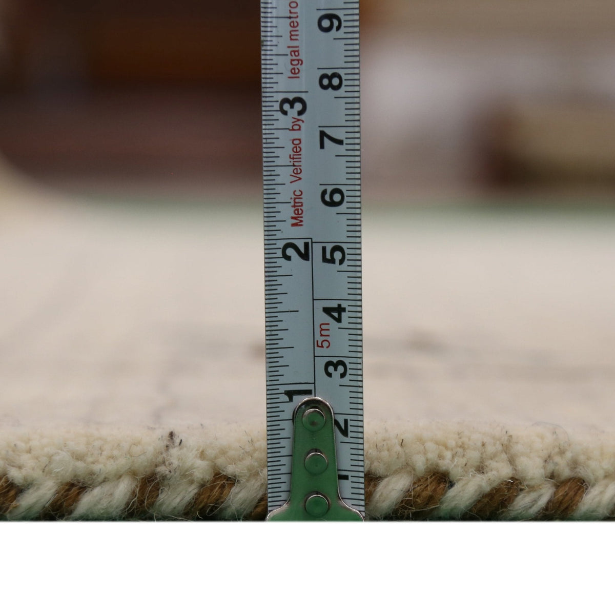 Beige Gabbeh Border Design Hand Loomed Wool Area Rug.