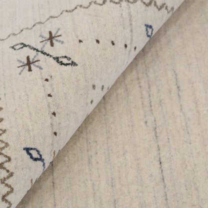 Beige Gabbeh Border Design Hand Loomed Wool Area Rug.