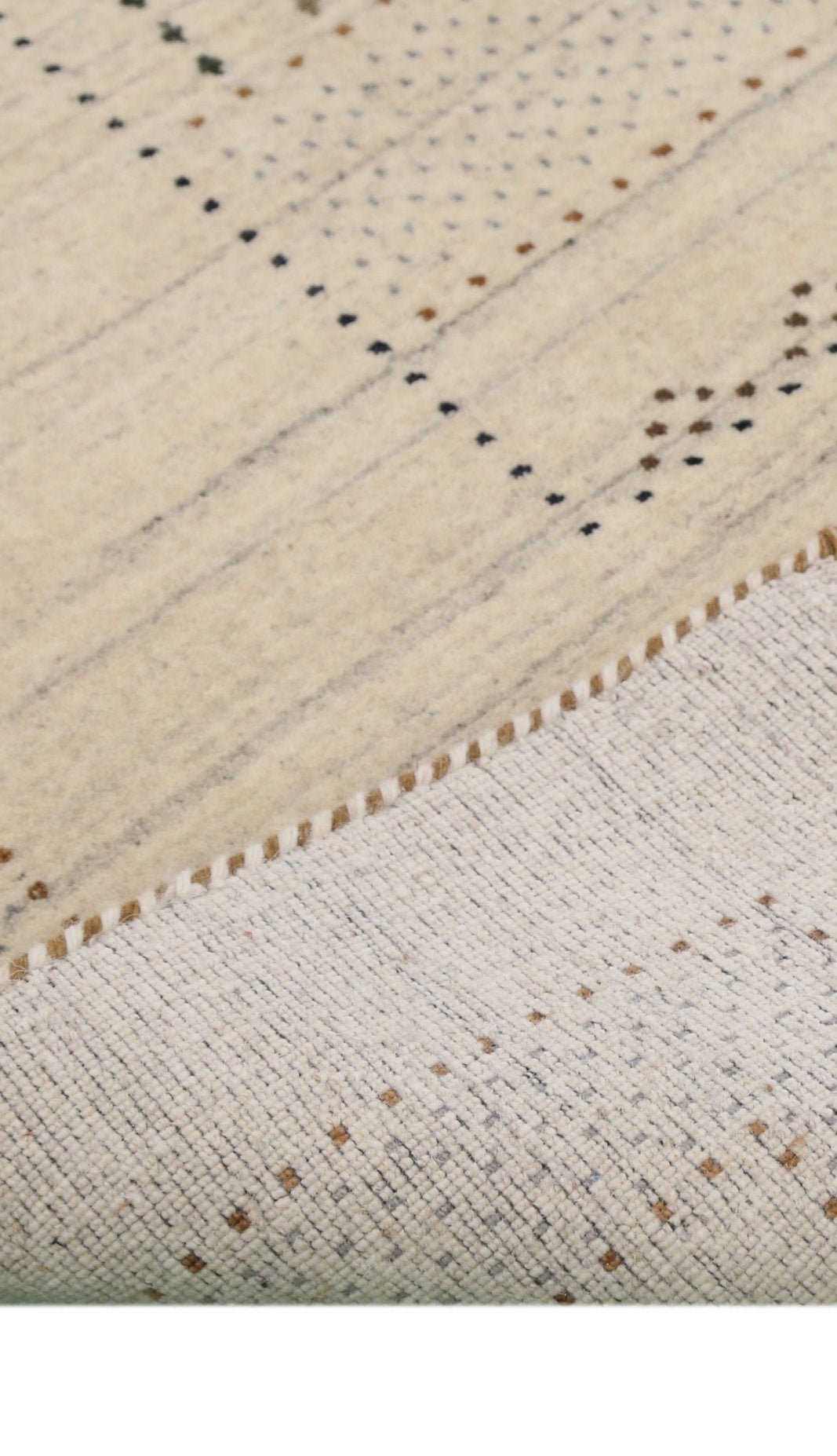 Beige Gabbeh Design Hand Loomed Wool Area Rug.