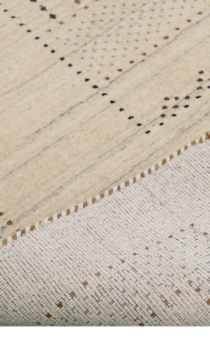 Beige Gabbeh Design Hand Loomed Wool Area Rug.