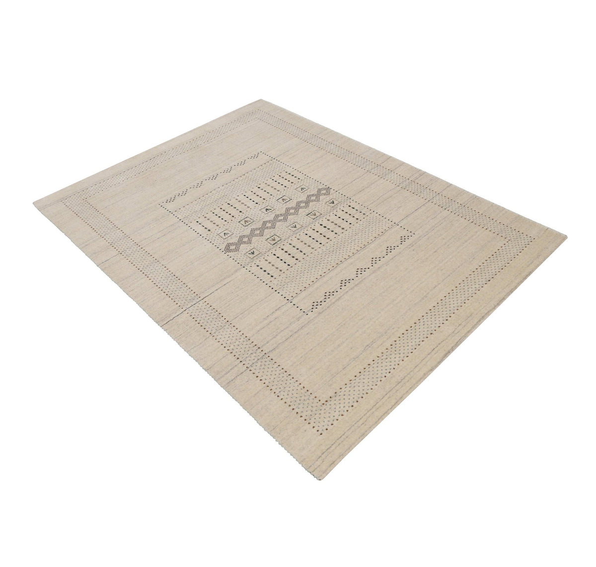 Beige Gabbeh Design Hand Loomed Wool Area Rug.