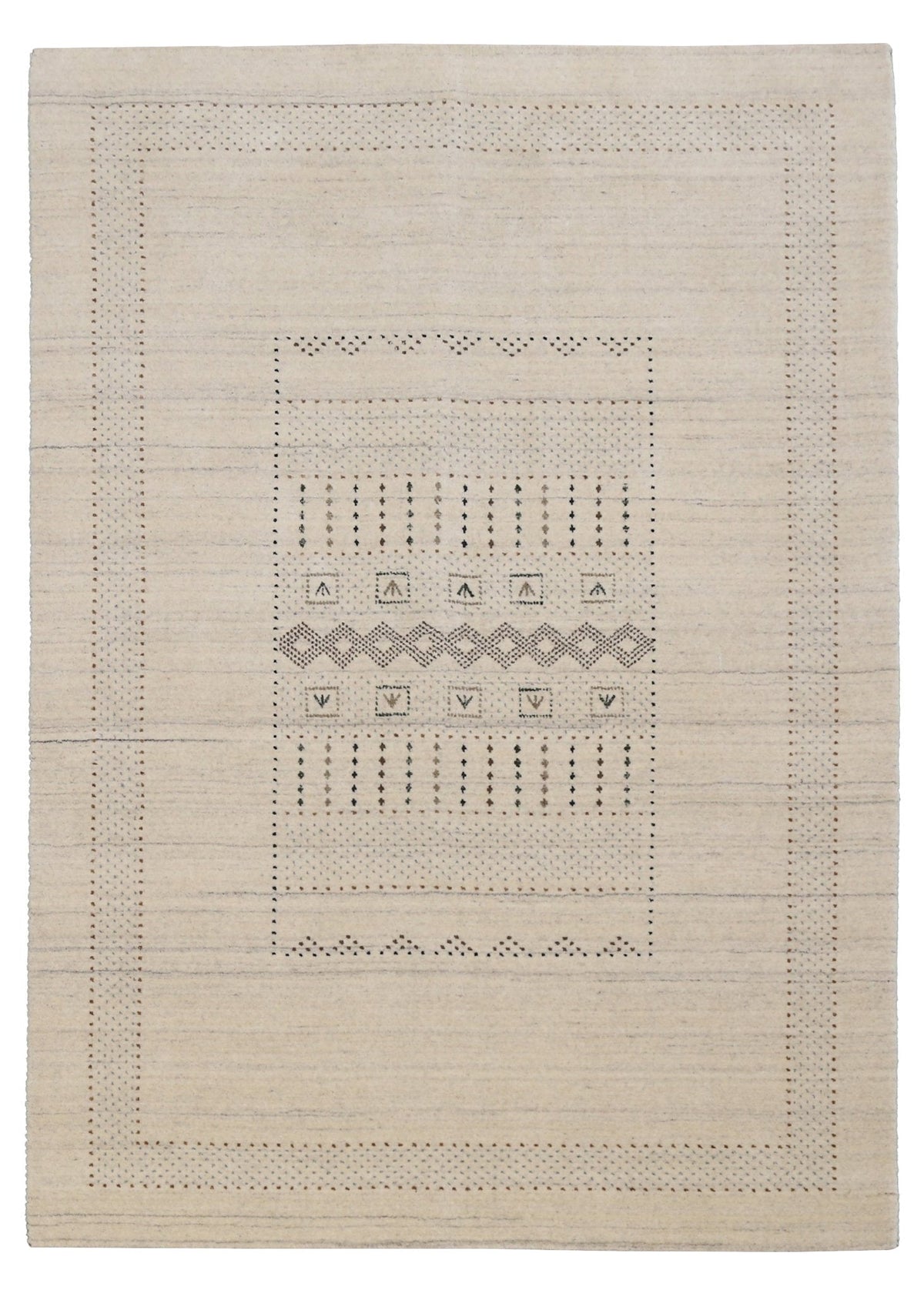 Beige Gabbeh Design Hand Loomed Wool Area Rug.