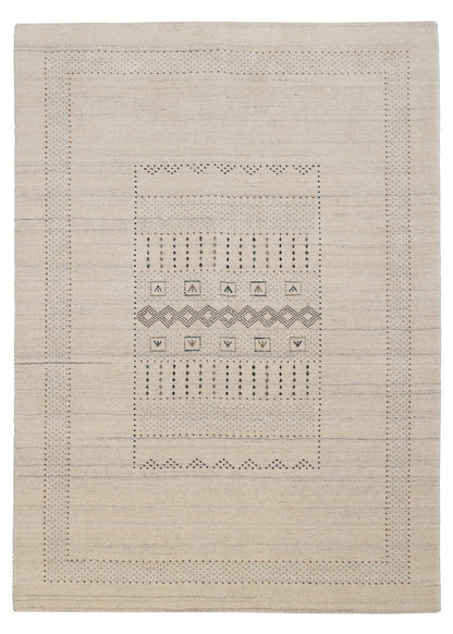 Beige Gabbeh Design Hand Loomed Wool Area Rug.