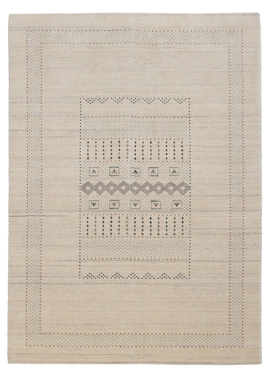 Beige Gabbeh Design Hand Loomed Wool Area Rug.