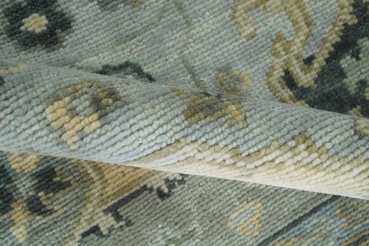 Custom made Beige, Gray and Charcoal Hand Knotted  Traditional Heriz Wool Rug.