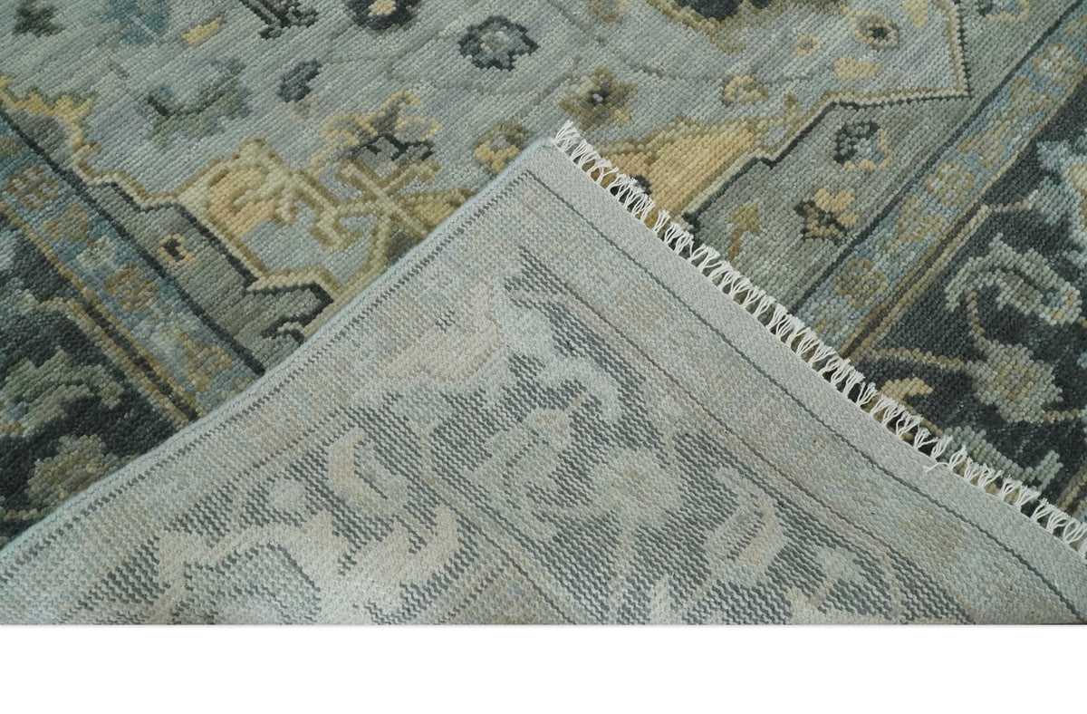 Custom made Beige, Gray and Charcoal Hand Knotted  Traditional Heriz Wool Rug.