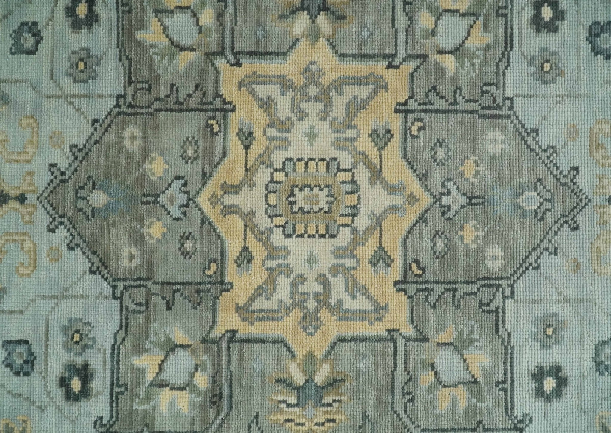 Custom made Beige, Gray and Charcoal Hand Knotted  Traditional Heriz Wool Rug.