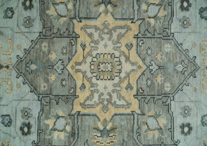 Custom made Beige, Gray and Charcoal Hand Knotted  Traditional Heriz Wool Rug.