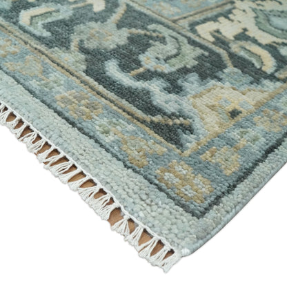 Custom made Beige, Gray and Charcoal Hand Knotted  Traditional Heriz Wool Rug.