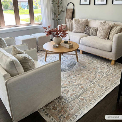 Hiti Beige Flat Pile Washable Rug