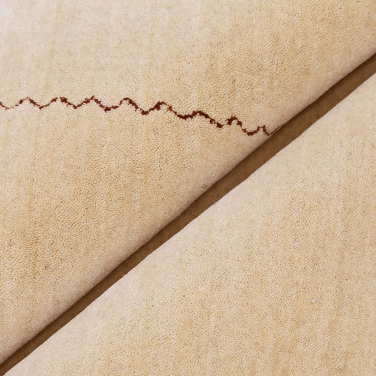 Beige Modern Design Hand Loomed Wool Area Rug.