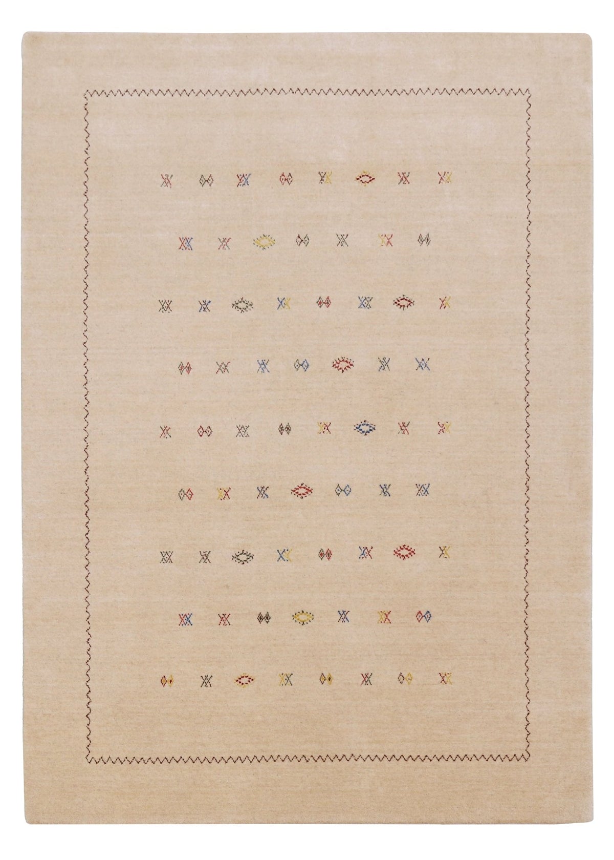 Beige Modern Design Hand Loomed Wool Area Rug.