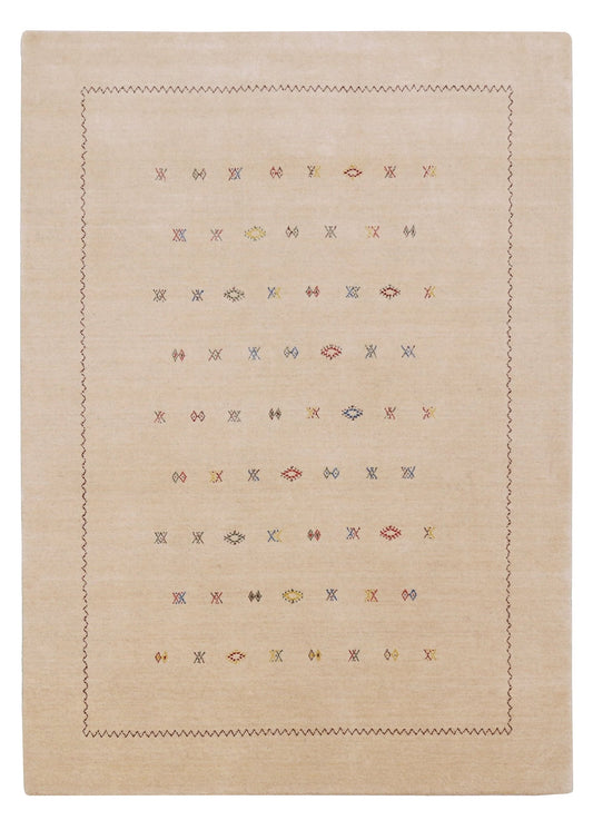 Beige Modern Design Hand Loomed Wool Area Rug.