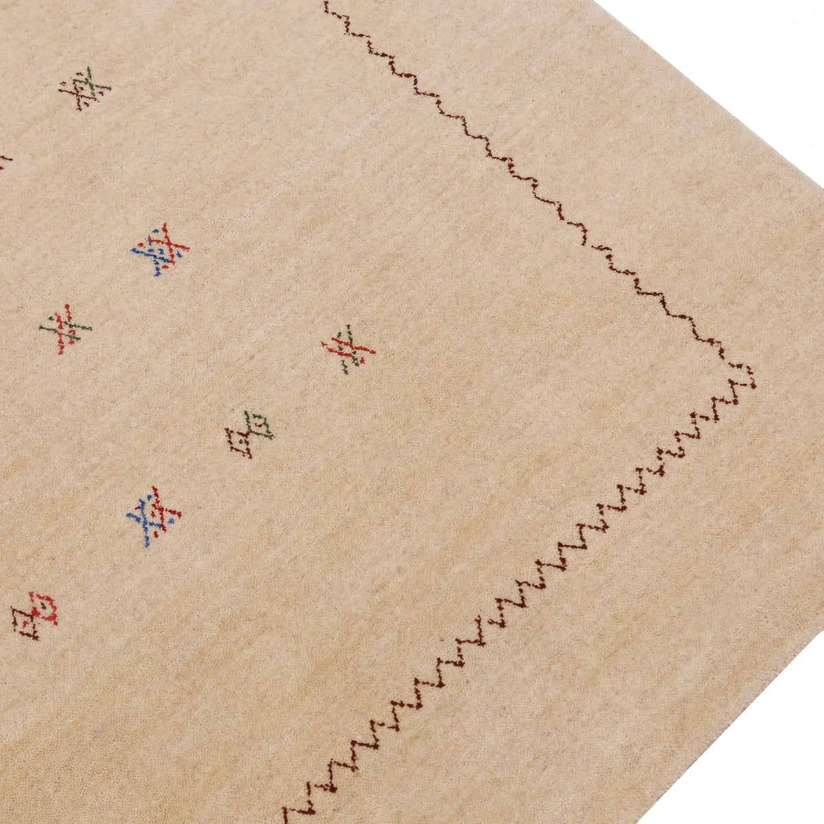 Beige Modern Design Hand Loomed Wool Area Rug.