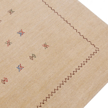 Beige Modern Design Hand Loomed Wool Area Rug.