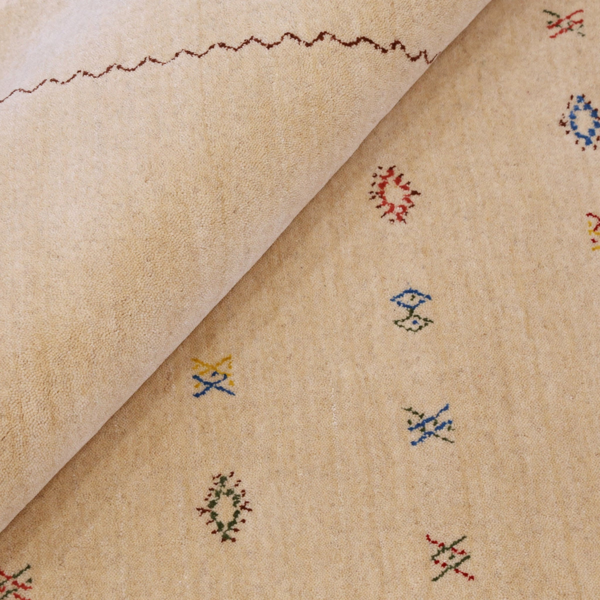 Beige Modern Design Hand Loomed Wool Area Rug.