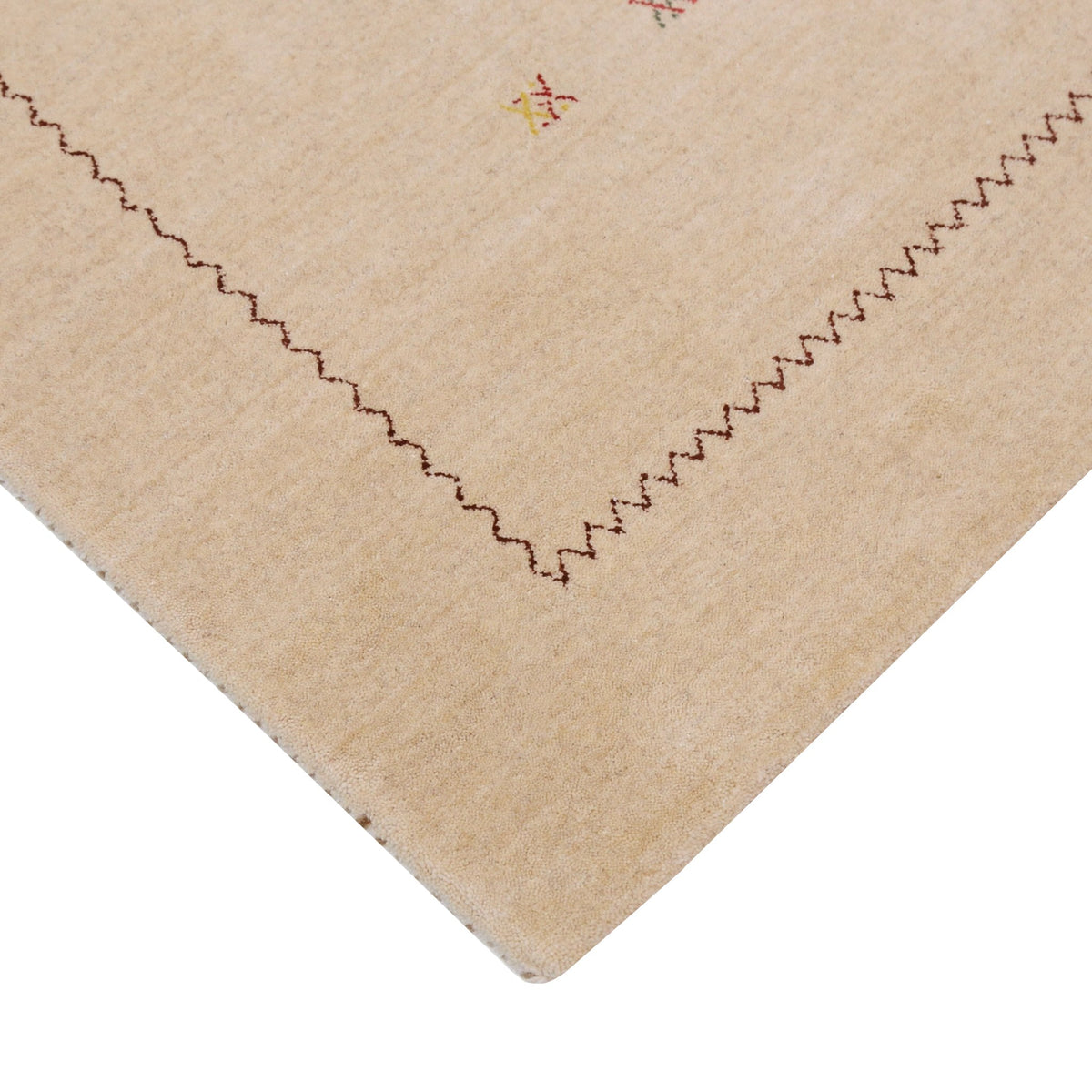 Beige Modern Design Hand Loomed Wool Area Rug.