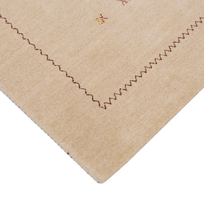 Beige Modern Design Hand Loomed Wool Area Rug.