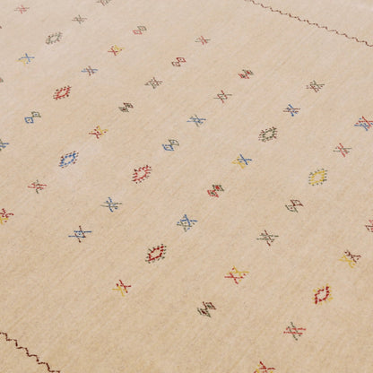 Beige Modern Design Hand Loomed Wool Area Rug.