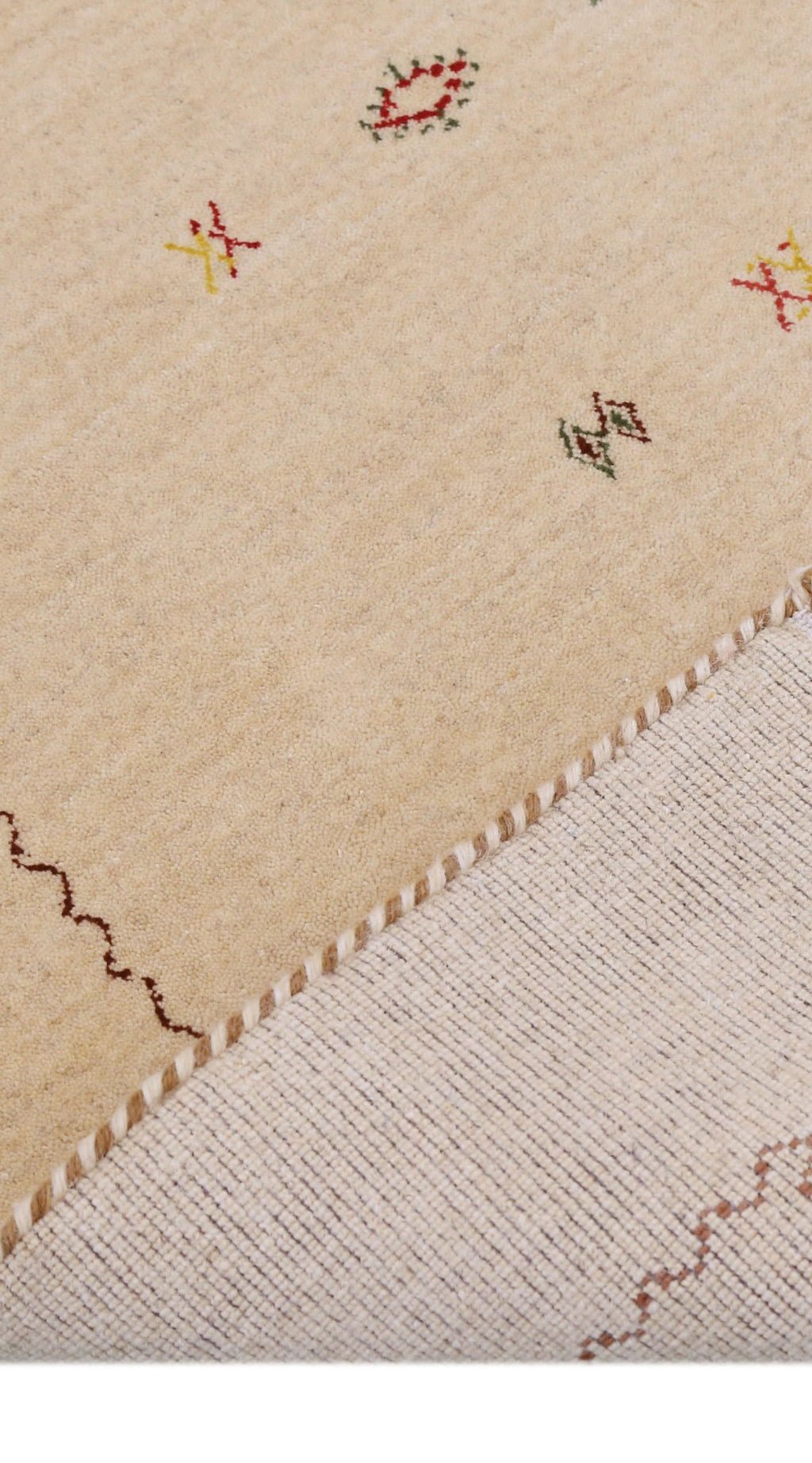 Beige Modern Design Hand Loomed Wool Area Rug.