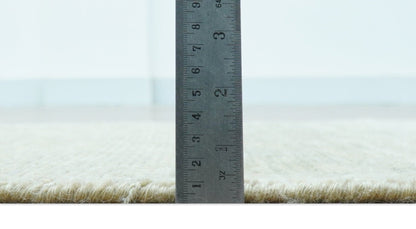 Beige Modern Solid Design Hand Knotted Wool Area Rug.