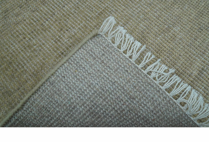 Beige Modern Solid Design Hand Knotted Wool Area Rug.