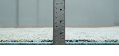 Beige, Olive and Gray and Black Antique Finish Vintage Art Silk Area Rug.