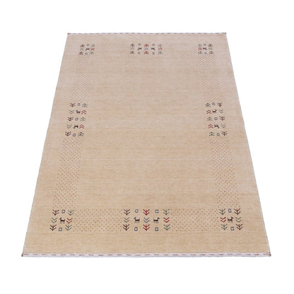 Beige Tribal Center Medallion Hand Loomed Wool Area Rug