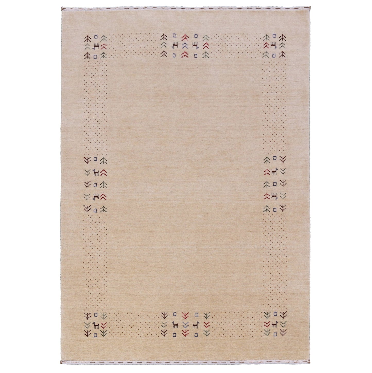 Beige Tribal Center Medallion Hand Loomed Wool Area Rug