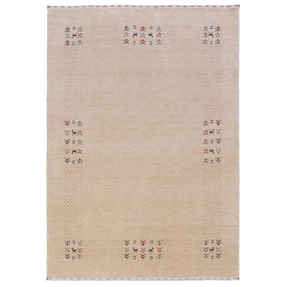 Beige Tribal Center Medallion Hand Loomed Wool Area Rug