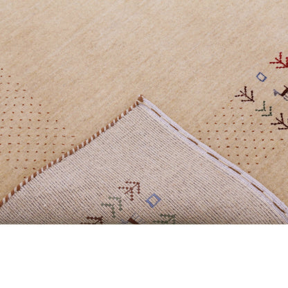 Beige Tribal Center Medallion Hand Loomed Wool Area Rug