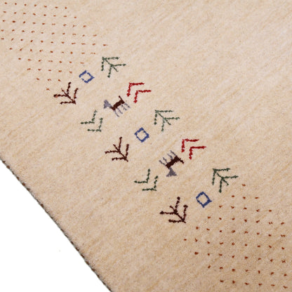 Beige Tribal Center Medallion Hand Loomed Wool Area Rug