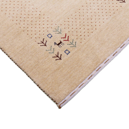 Beige Tribal Center Medallion Hand Loomed Wool Area Rug