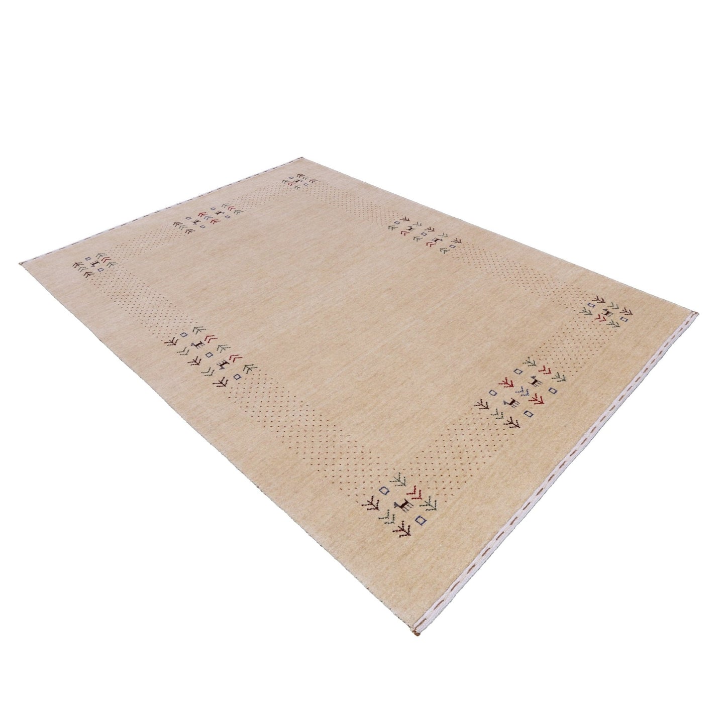 Beige Tribal Center Medallion Hand Loomed Wool Area Rug