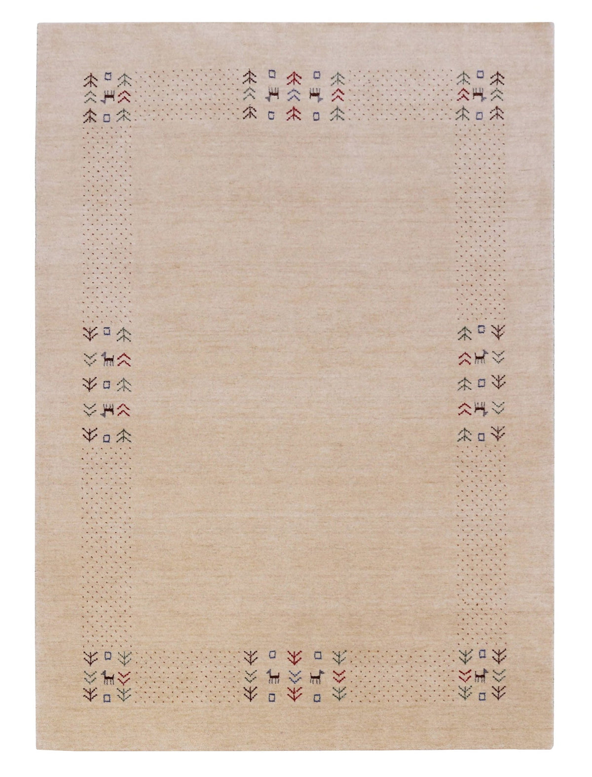Beige Tribal Center Medallion Hand Loomed Wool Area Rug.
