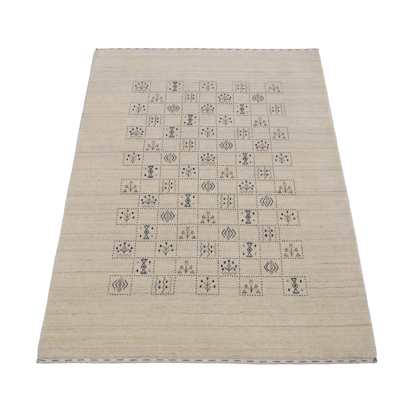 Beige Tribal Design Hand Loomed Wool Area Rug