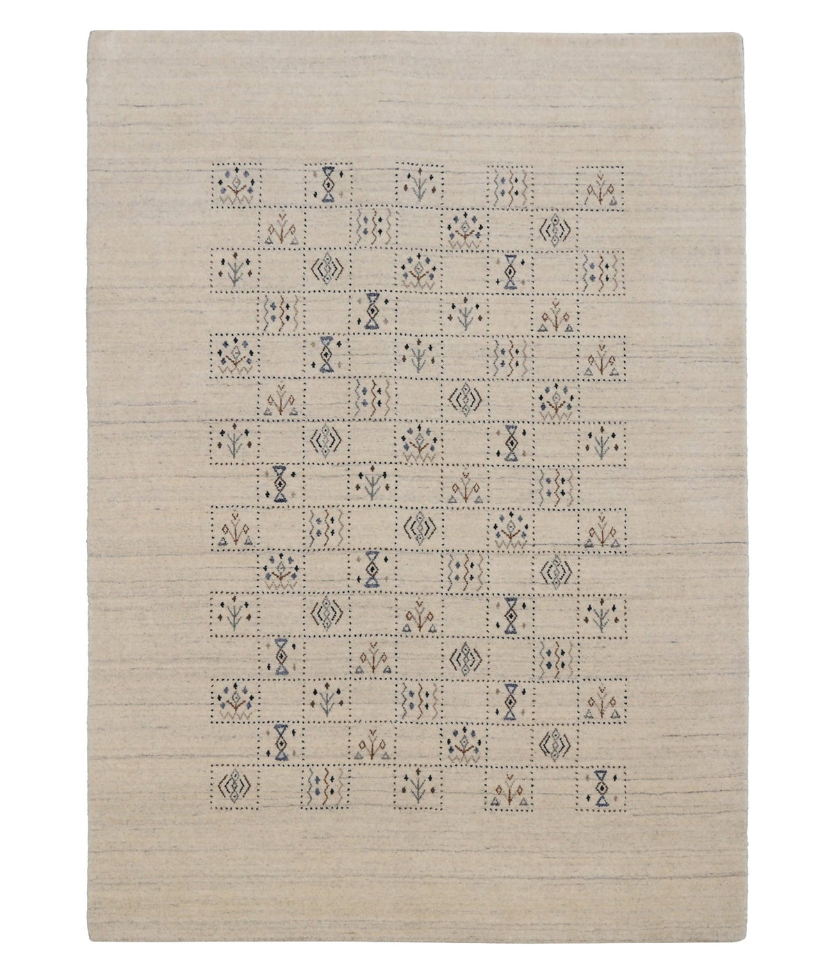 Beige Tribal Design Hand Loomed Wool Area Rug.