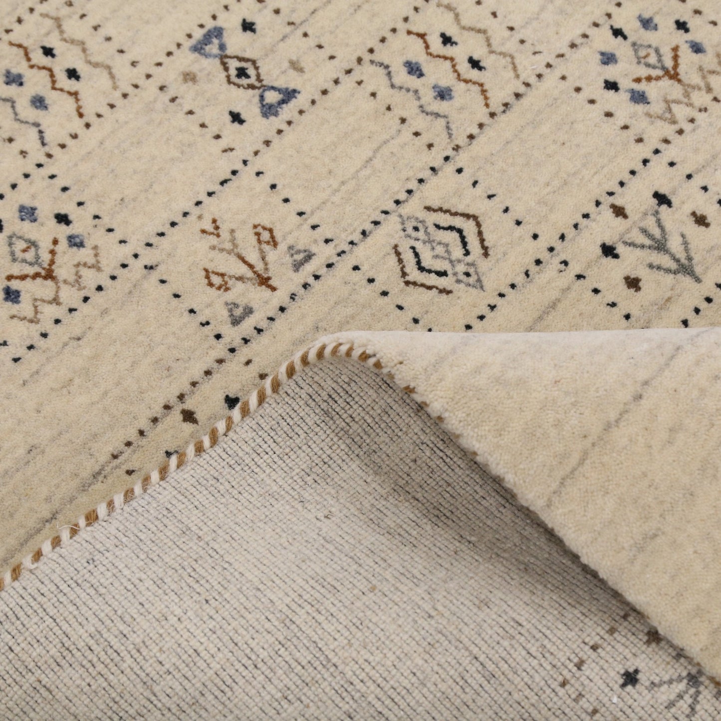 Beige Tribal Design Hand Loomed Wool Area Rug