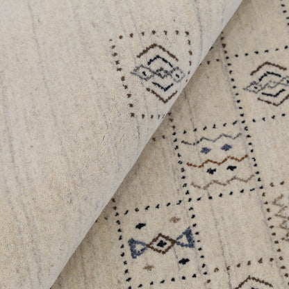 Beige Tribal Design Hand Loomed Wool Area Rug.