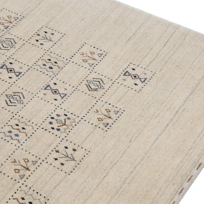 Beige Tribal Design Hand Loomed Wool Area Rug