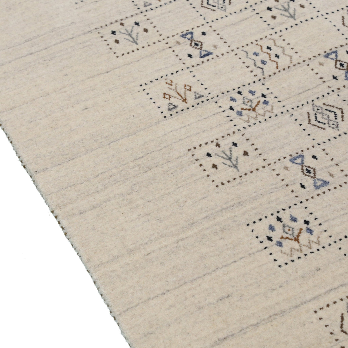 Beige Tribal Design Hand Loomed Wool Area Rug.
