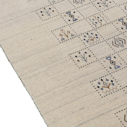 Beige Tribal Design Hand Loomed Wool Area Rug.