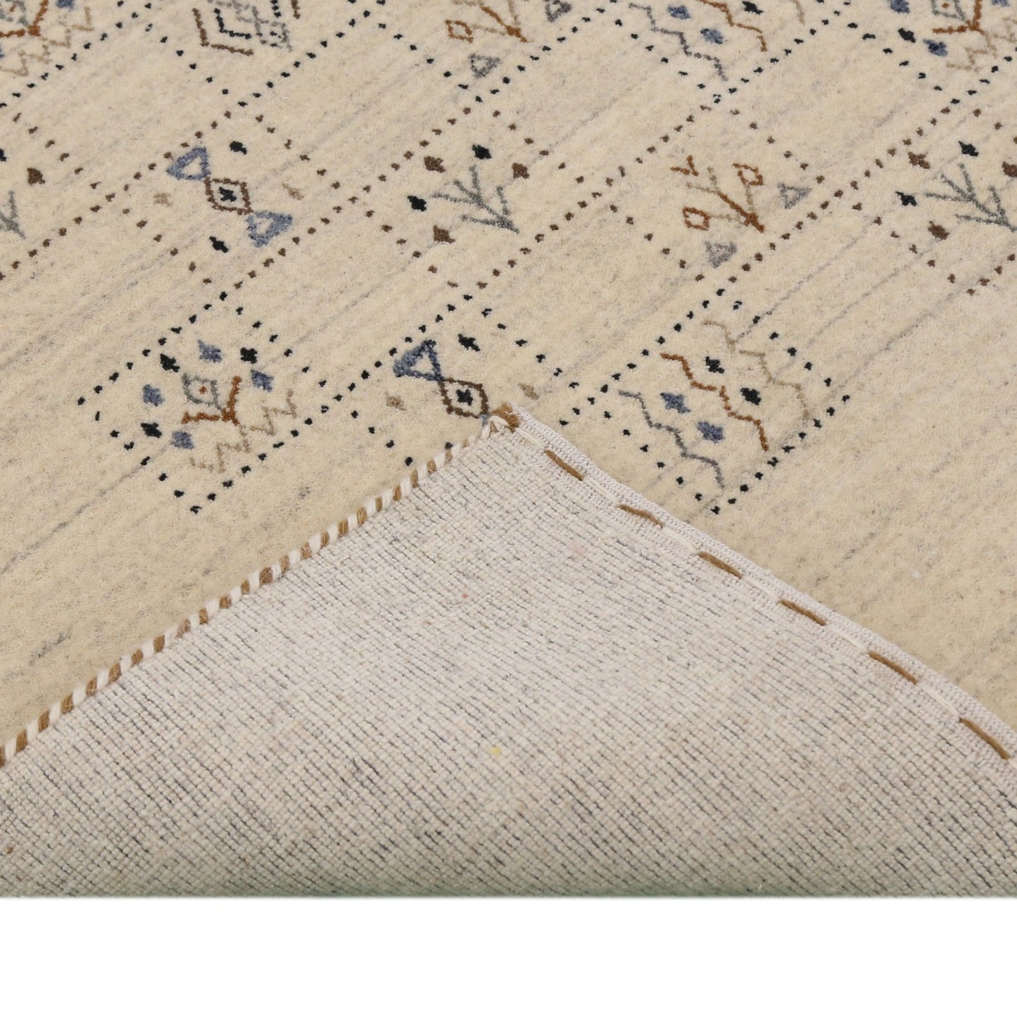 Beige Tribal Design Hand Loomed Wool Area Rug