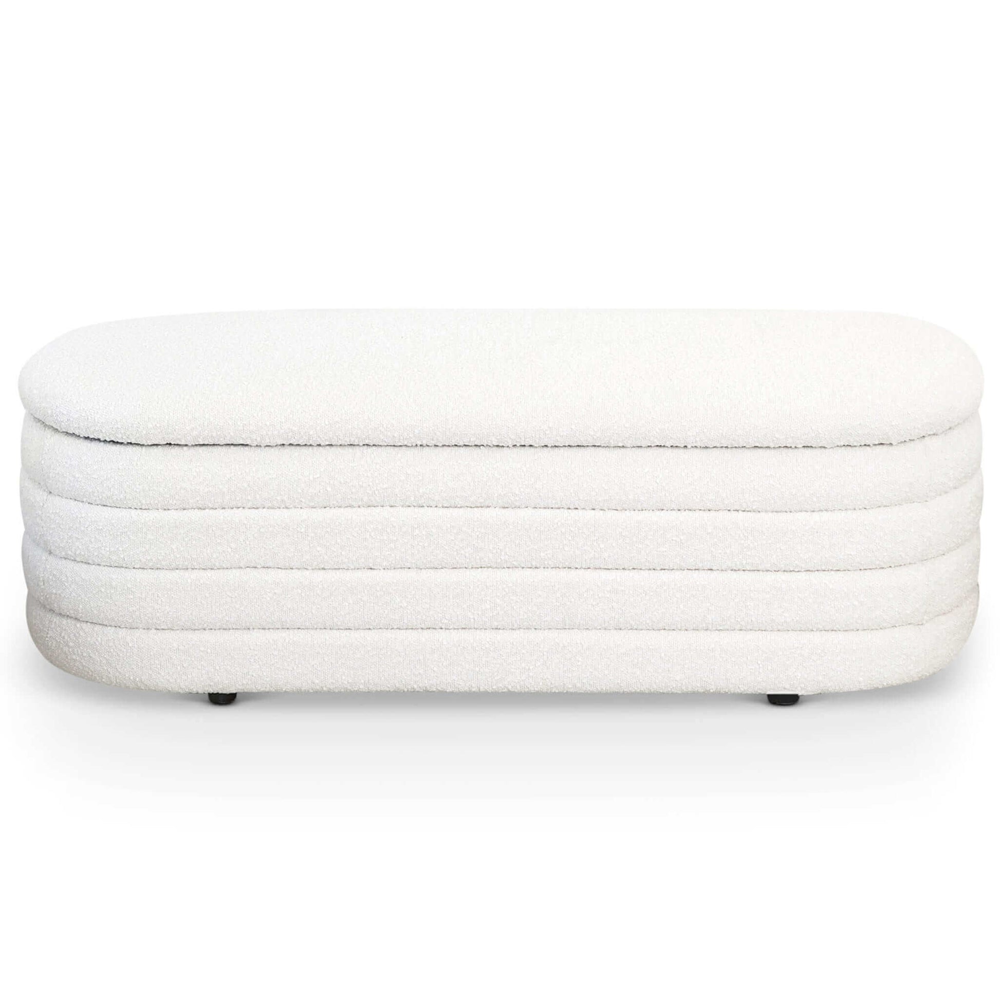 ashcroftfurniture.com Bench Collen Mid-Century Modern White Boucle Upholstered Storage Bench