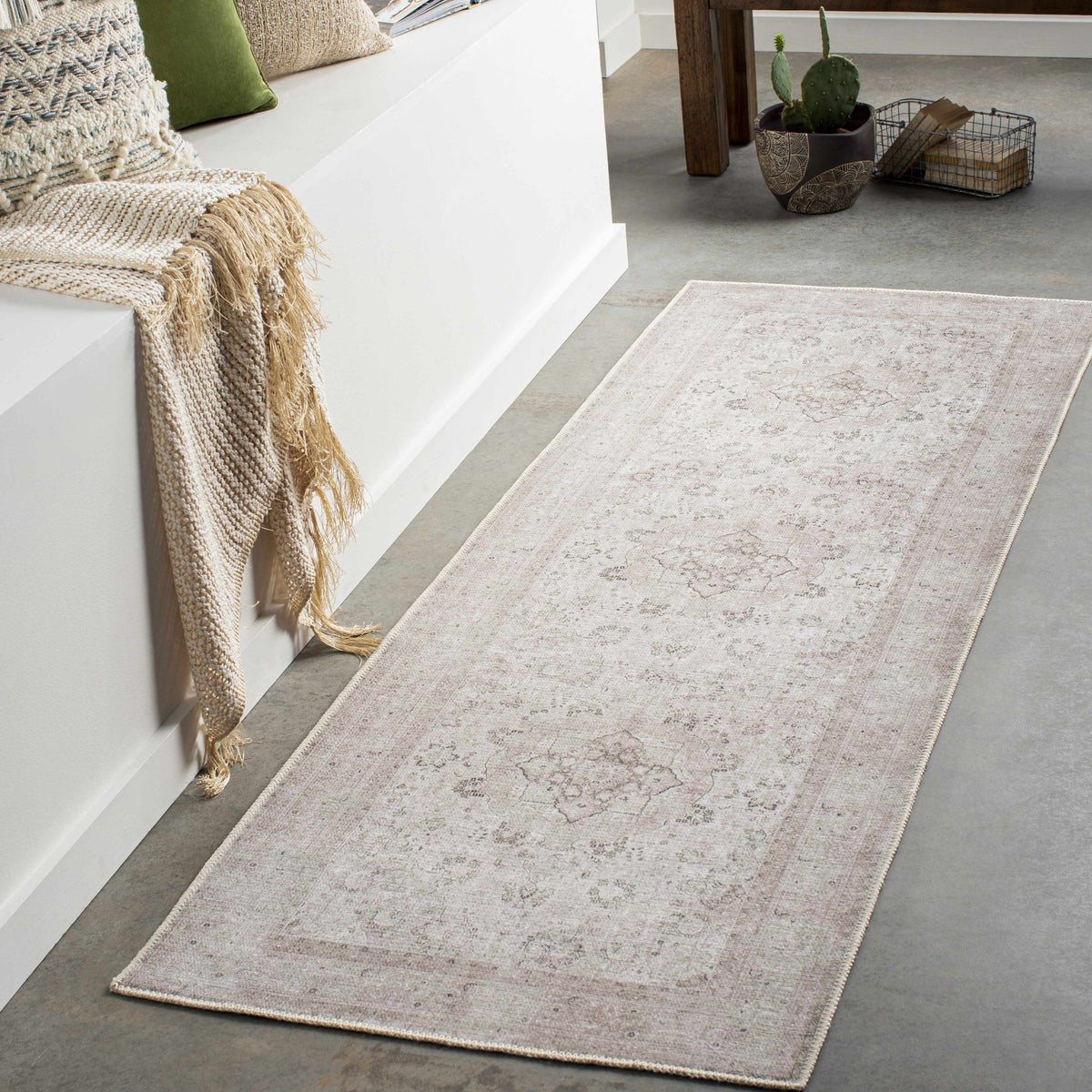 Bethany Vintage Flat Pile Washable Rug