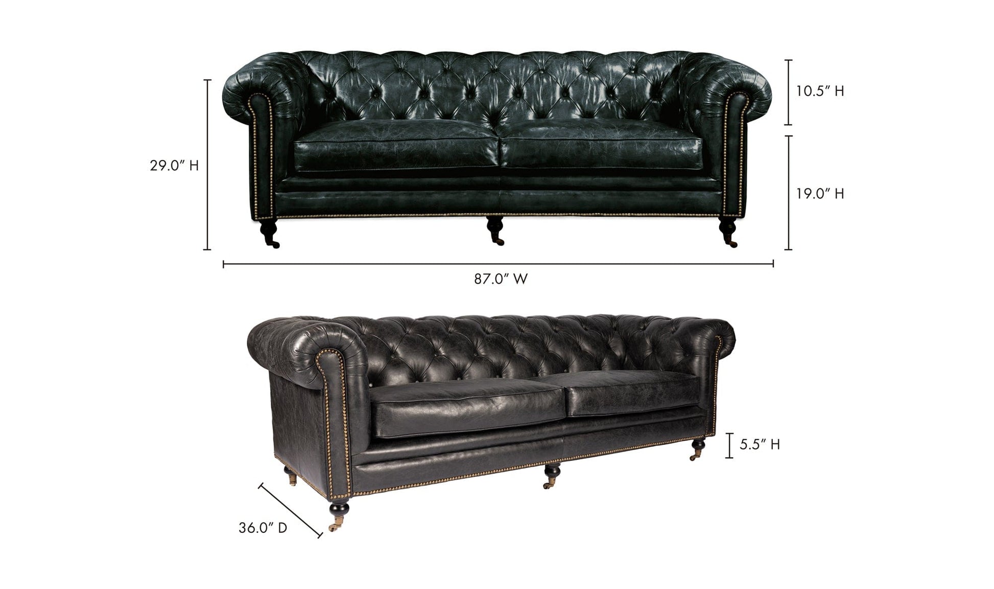 The Carpentry Shop Co. Birmingham Sofa Onyx Black Leather Birmingham Sofa Onyx Black Leather