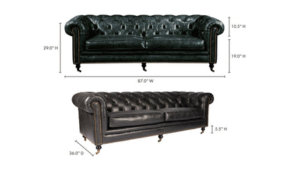 The Carpentry Shop Co. Birmingham Sofa Onyx Black Leather Birmingham Sofa Onyx Black Leather